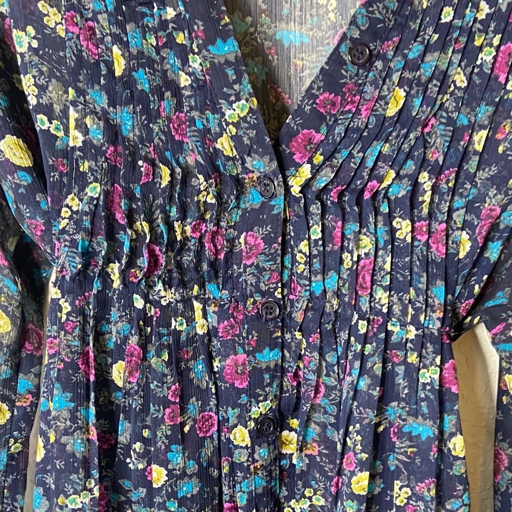 Weavers Navy Floral Tunic Top - Picture 3 of 7